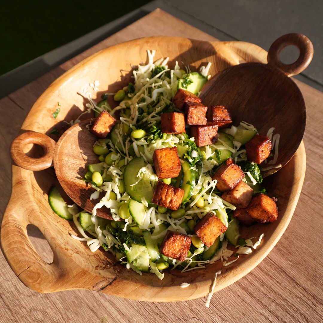 Crispy Tofu Salad with Wasabae Dressing